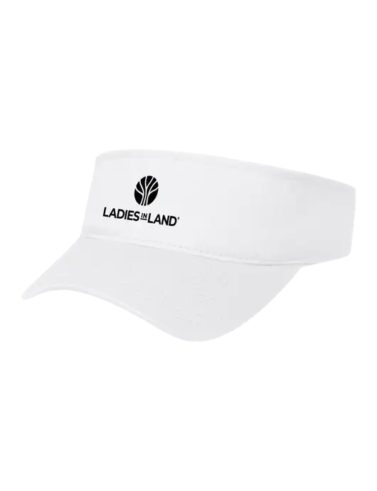 White Cap Visor w/Ladies In Land Logo
