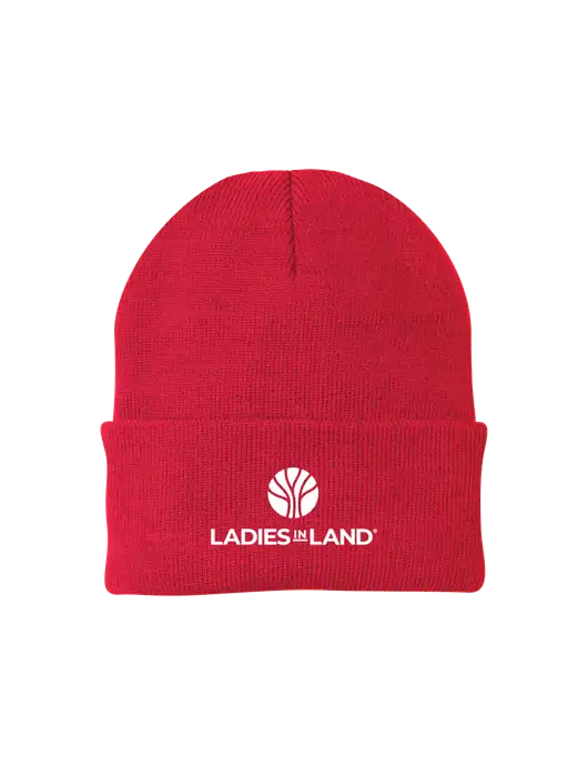 Red Knit Cap w/Ladies In Land Logo
