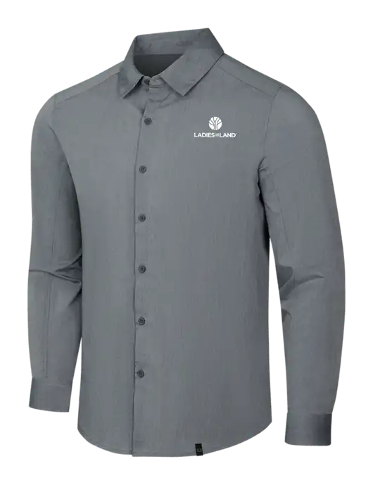 OGIO Medium Grey Heather Commuter Woven Shirt w/Ladies In Land Logo