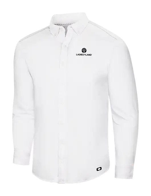 OGIO Bright White Modern Code Stretch Button-Up Shirt w/Ladies In Land Logo