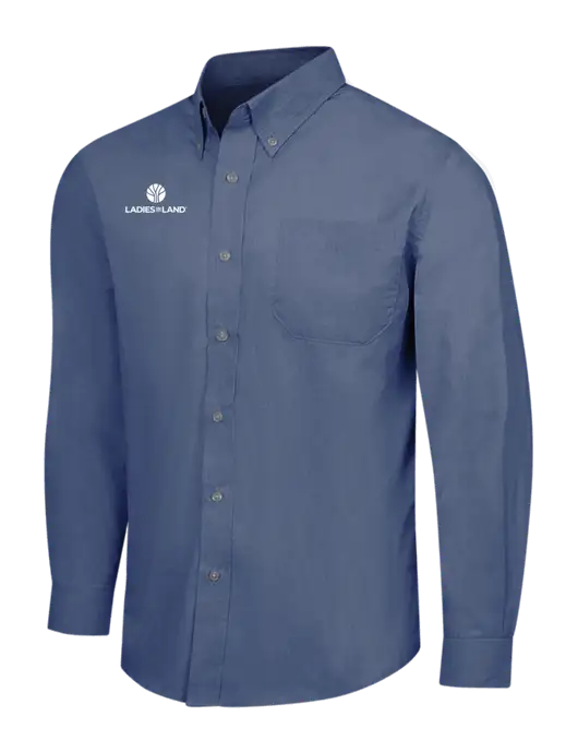 Light Navy Crosshatch Easy Care Shirt w/Ladies In Land Logo