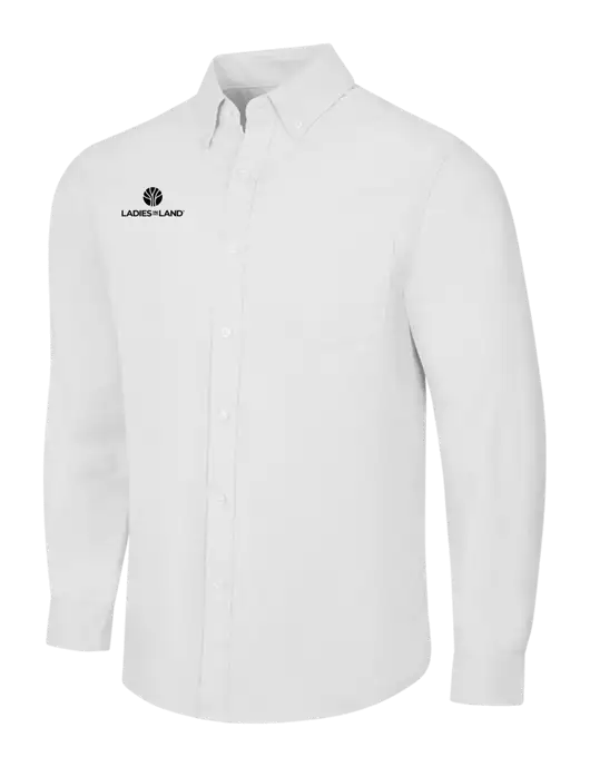 White SuperPro Oxford Shirt w/Ladies In Land Logo