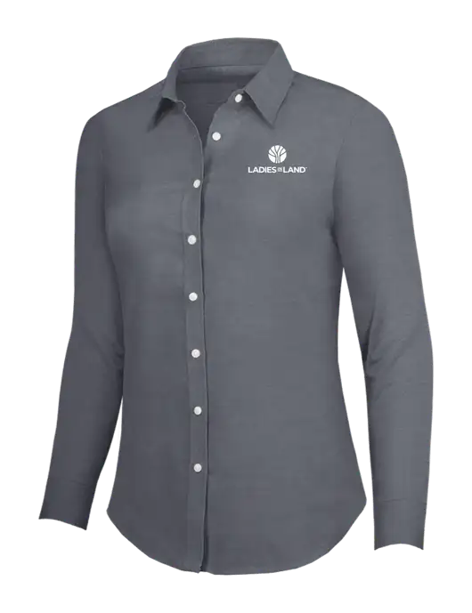 Dark Grey Womens SuperPro Oxford Shirt w/Ladies In Land Logo