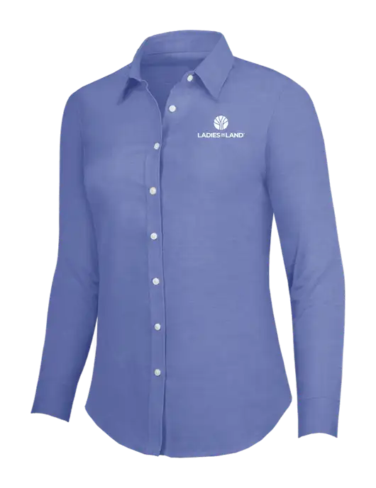 Navy Womens SuperPro Oxford Shirt w/Ladies In Land Logo