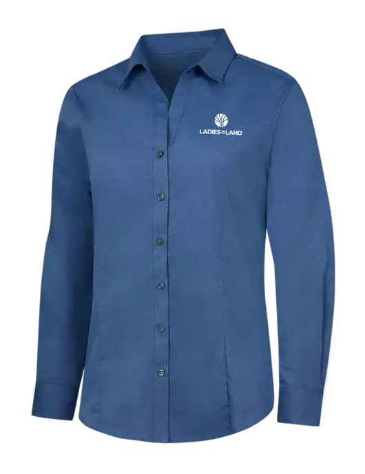 Light Navy Womens Crosshatch Easy Care Shirt w/Ladies In Land Logo