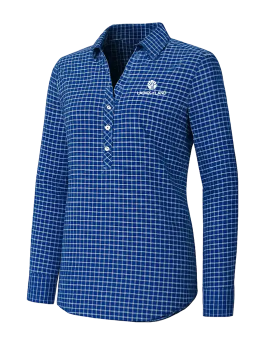 Womens Navy/White City Stretch Shirt w/Ladies In Land Logo