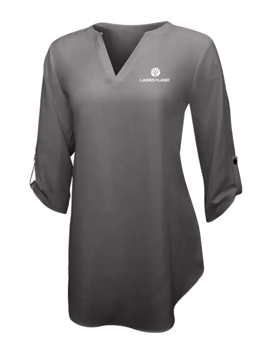 Dark Grey Womens 3/4 Sleeve Tunic Blouse w/Ladies In Land Logo