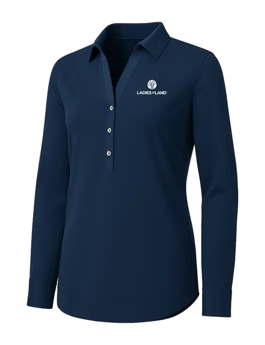Womens Navy City Stretch Shirt w/Ladies In Land Logo