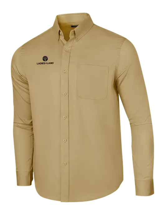 Long Sleeve Dark Tan Superpro React Twill Shirt w/Ladies In Land Logo
