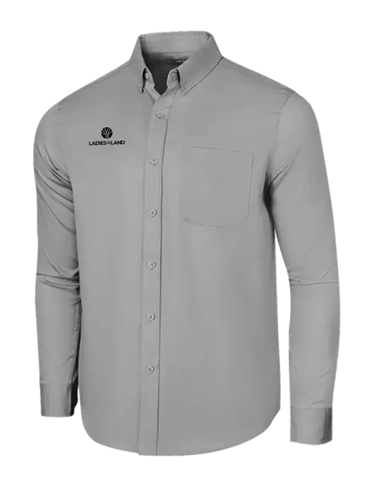 Long Sleeve Light Grey Superpro React Twill Shirt w/Ladies In Land Logo