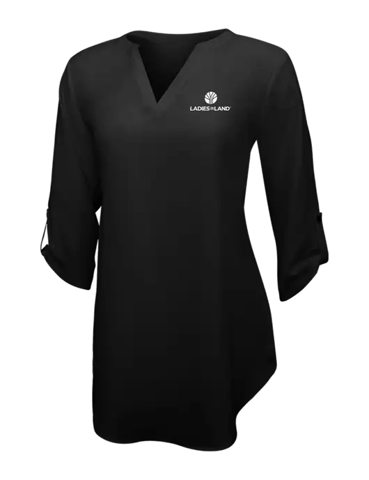 Womens Black 3/4 Sleeve Tunic Blouse w/Ladies In Land Logo