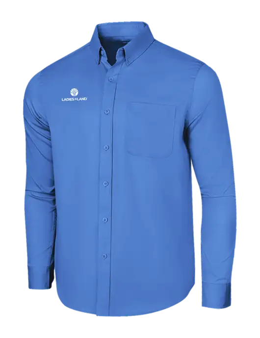 Long Sleeve Dark Carolina Blue Superpro React Twill Shirt w/Ladies In Land Logo