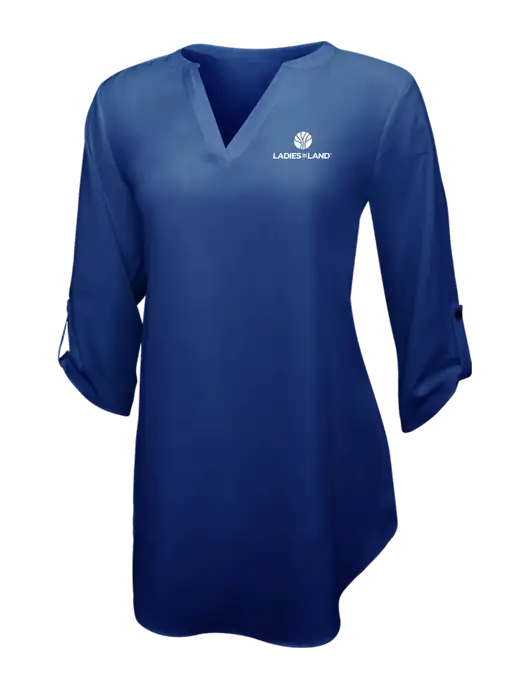 Dark Royal Womens 3/4 Sleeve Tunic Blouse w/Ladies In Land Logo