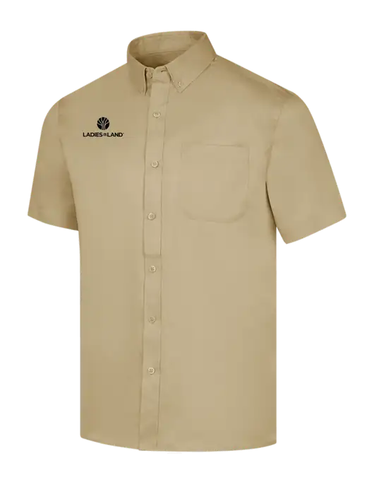 Short Sleeve Dark Tan Superpro React Twill Shirt w/Ladies In Land Logo