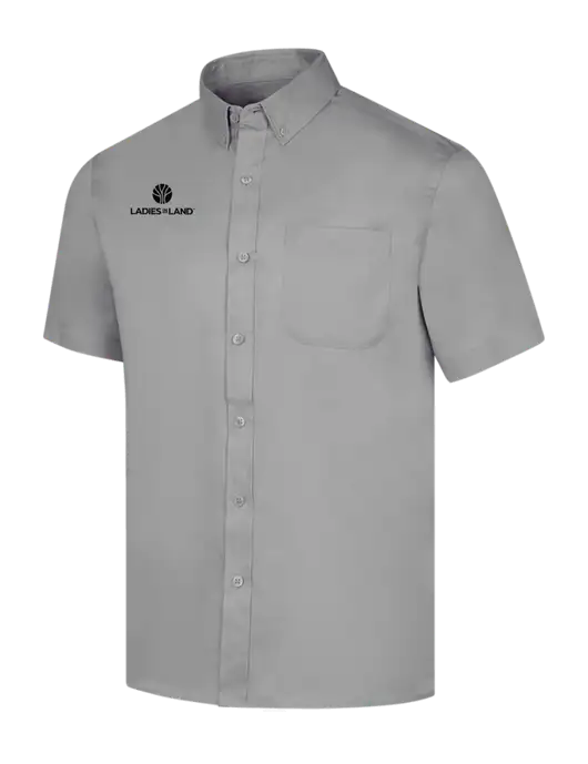Short Sleeve Light Grey Superpro React Twill Shirt w/Ladies In Land Logo