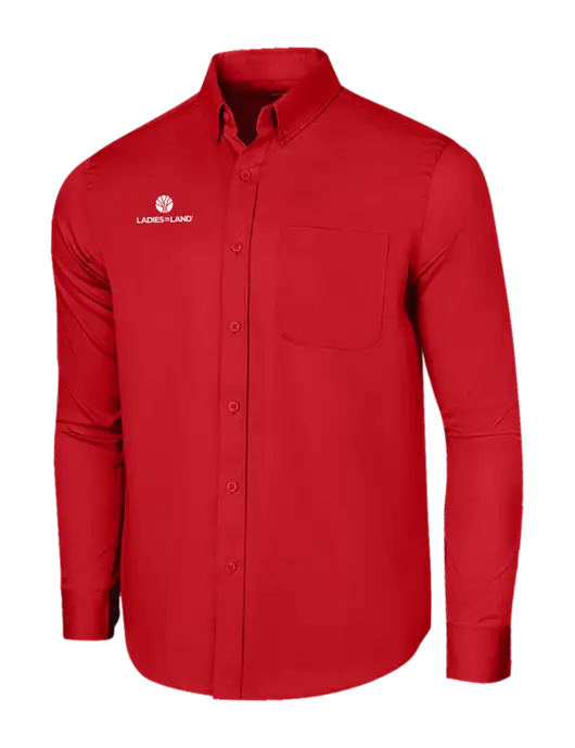 Long Sleeve Red Superpro React Twill Shirt w/Ladies In Land Logo