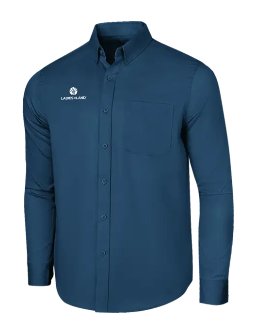 Long Sleeve Light Navy Superpro React Twill Shirt w/Ladies In Land Logo