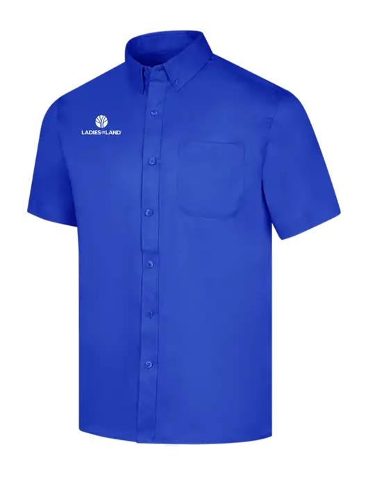 Short Sleeve Dark Royal Superpro React Twill Shirt w/Ladies In Land Logo