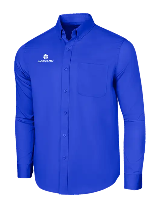 Long Sleeve Dark Royal Superpro React Twill Shirt w/Ladies In Land Logo