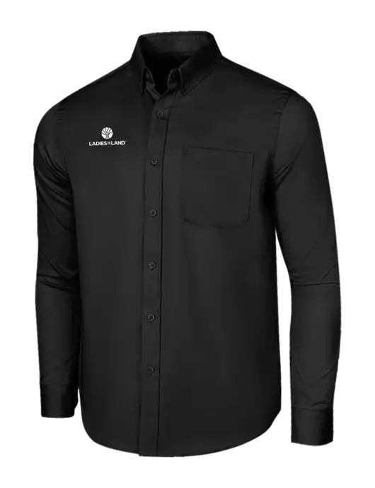 Long Sleeve Deep Black Superpro React Twill Shirt w/Ladies In Land Logo
