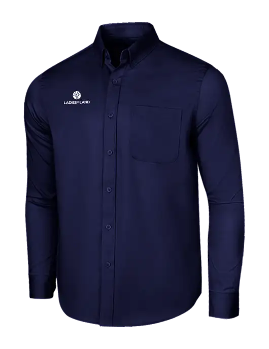 Long Sleeve Navy Superpro React Twill Shirt w/Ladies In Land Logo