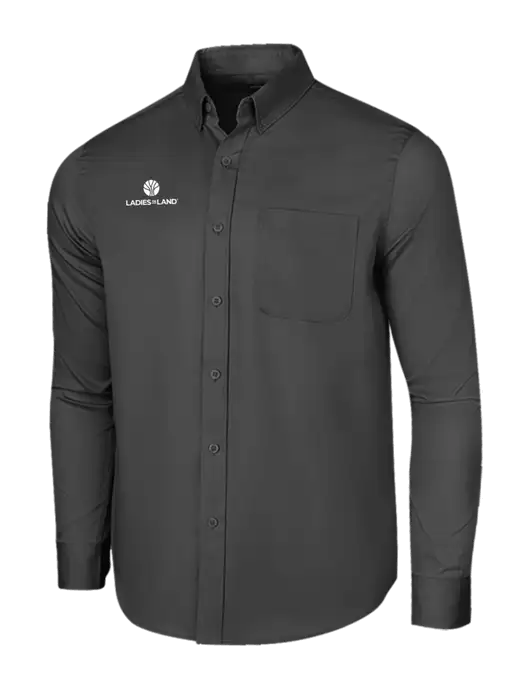Long Sleeve Dark Grey Superpro React Twill Shirt w/Ladies In Land Logo