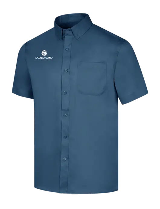Short Sleeve Light Navy Superpro React Twill Shirt w/Ladies In Land Logo