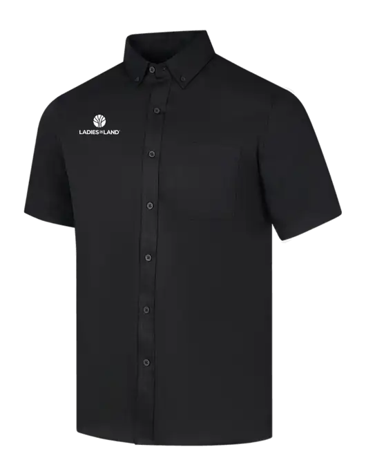 Short Sleeve Deep Black Superpro React Twill Shirt w/Ladies In Land Logo