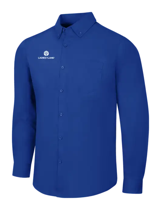 Dark Royal Long Sleeve Carefree Poplin Shirt w/Ladies In Land Logo
