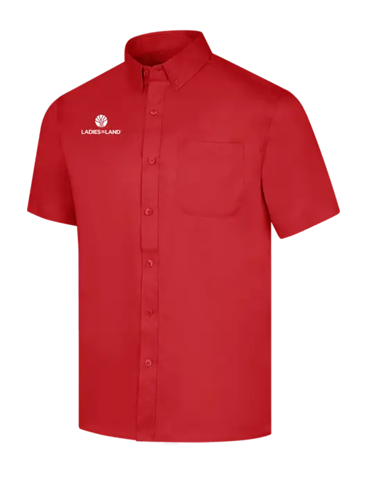 Short Sleeve Red Superpro React Twill Shirt w/Ladies In Land Logo