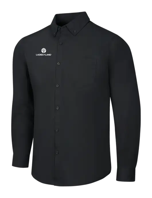 Black Long Sleeve Carefree Poplin Shirt w/Ladies In Land Logo