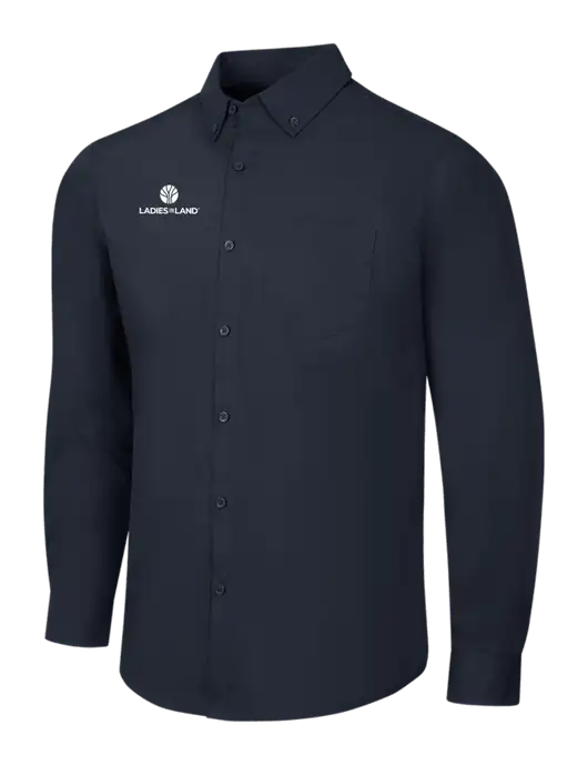 Navy Long Sleeve Carefree Poplin Shirt w/Ladies In Land Logo