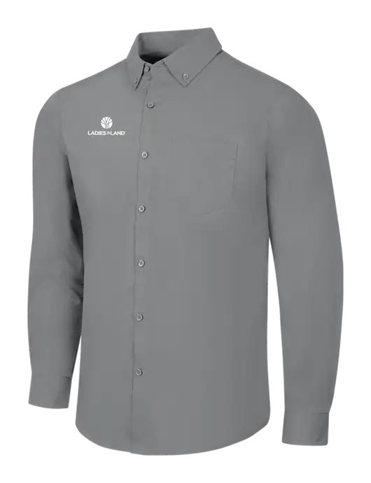 Medium Grey Long Sleeve Carefree Poplin Shirt w/Ladies In Land Logo
