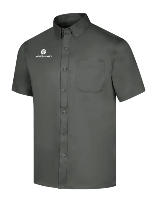 Short Sleeve Dark Grey Superpro React Twill Shirt w/Ladies In Land Logo