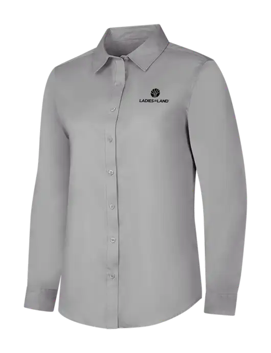 Light Grey Womens Long Sleeve Superpro React Twill Shirt w/Ladies In Land Logo