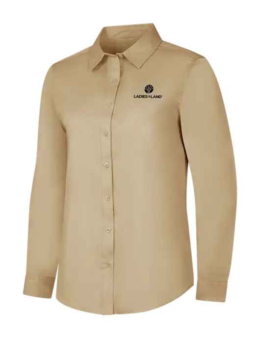 Dark Tan Womens Long Sleeve Superpro React Twill Shirt w/Ladies In Land Logo