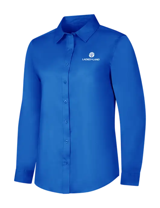 Womens Long Sleeve Royal Blue Superpro React Twill Shirt w/Ladies In Land Logo