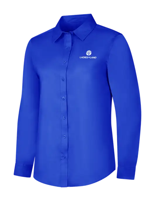 Womens Long Sleeve Dark Royal Superpro React Twill Shirt w/Ladies In Land Logo
