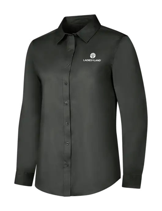 Dark Grey Womens Long Sleeve Superpro React Twill Shirt w/Ladies In Land Logo