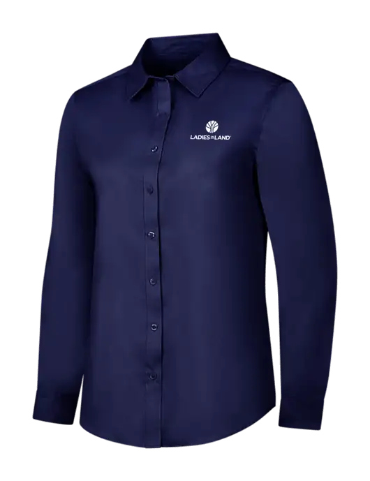 Navy Womens Long Sleeve Superpro React Twill Shirt w/Ladies In Land Logo