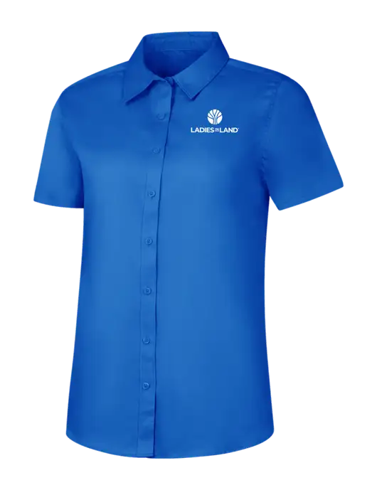 Womens Short Sleeve Royal Blue Superpro React Twill Shirt w/Ladies In Land Logo