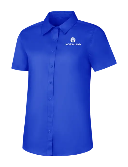 Womens Short Sleeve Dark Royal Superpro React Twill Shirt w/Ladies In Land Logo