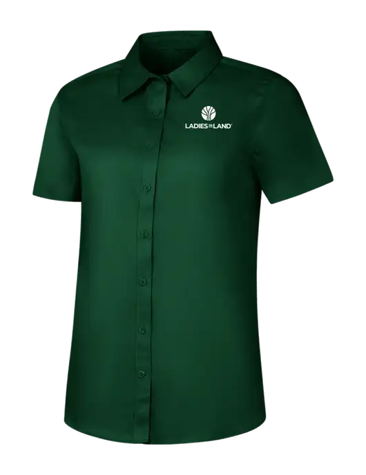 Womens Dark Green Short Sleeve Superpro React Twill Shirt w/Ladies In Land Logo