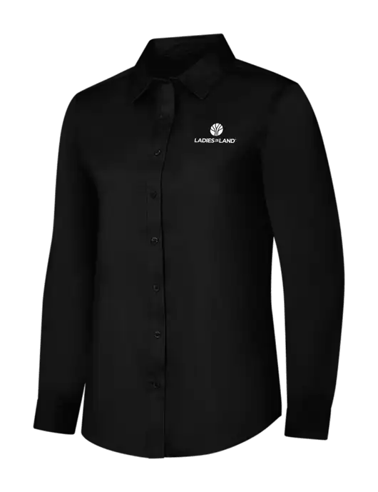 Womens Black Long Sleeve Superpro React Twill Shirt w/Ladies In Land Logo
