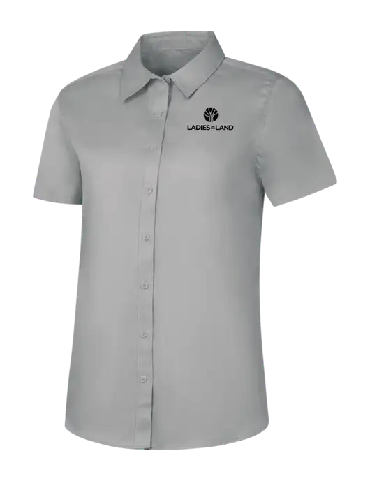 Womens Light Grey Short Sleeve Superpro React Twill Shirt w/Ladies In Land Logo