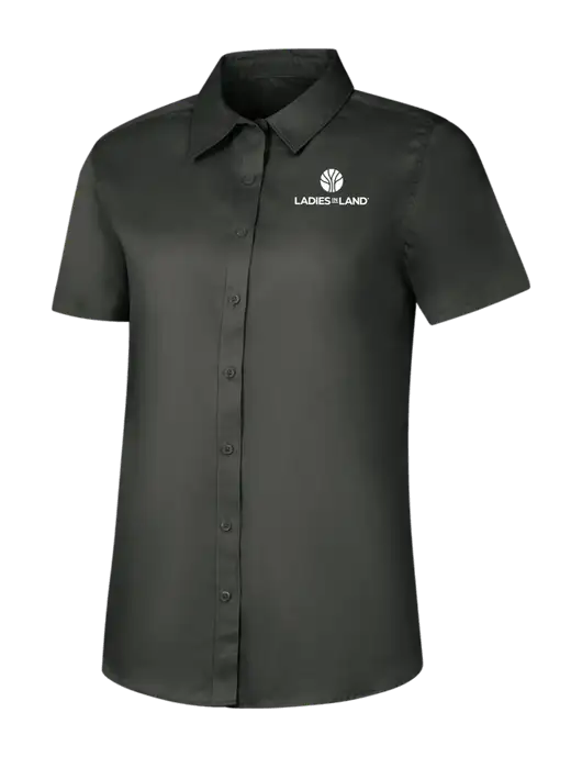 Womens Dark Grey Short Sleeve Superpro React Twill Shirt w/Ladies In Land Logo