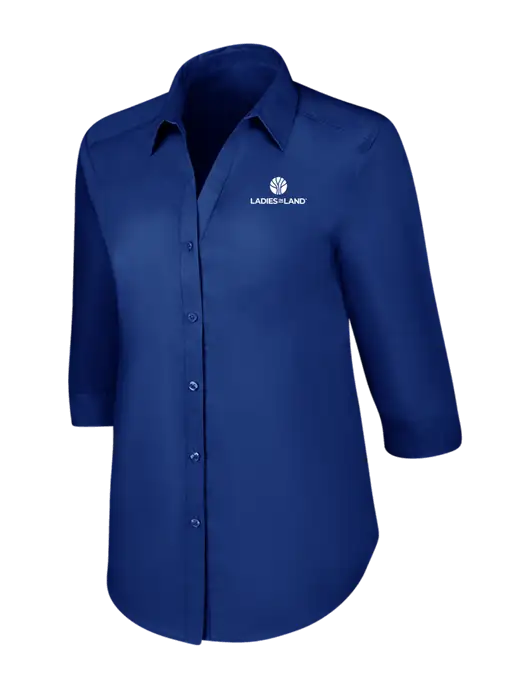 Womens Royal 3/4 Sleeve Carefree Poplin Shirt w/Ladies In Land Logo