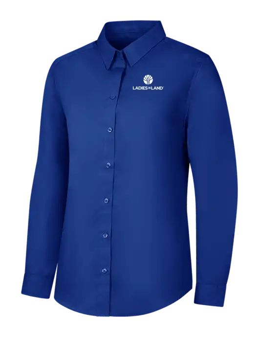 Womens Royal Long Sleeve Carefree Poplin Shirt w/Ladies In Land Logo