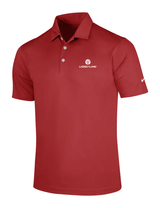 NIKE Red Dri-Fit Vertical Mesh Polo w/Ladies In Land Logo