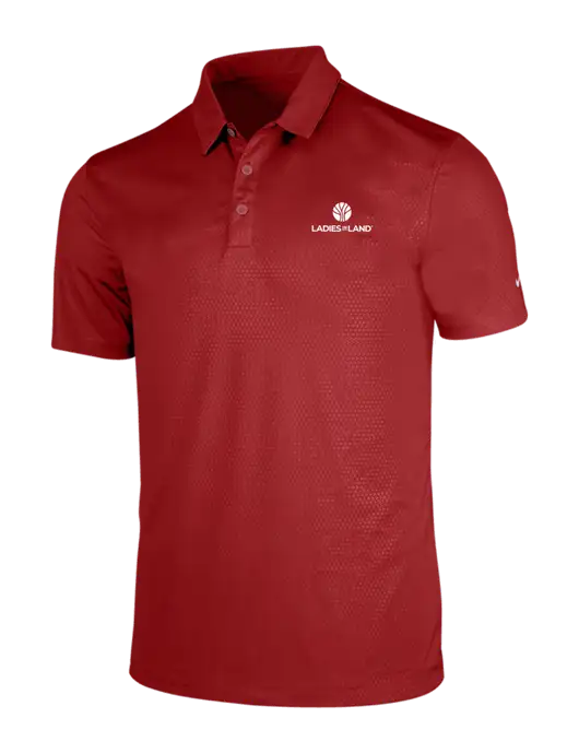 NIKE Red Dri-Fit Embossed Tri-Blade Polo w/Ladies In Land Logo